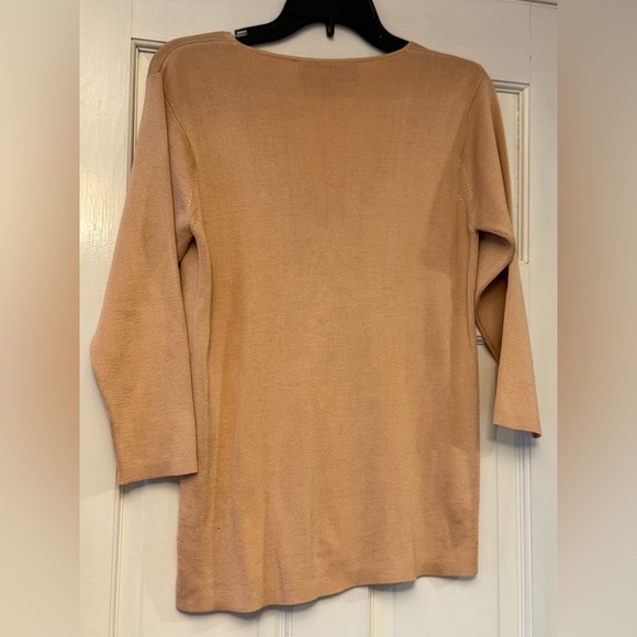 Ellen Tracy V-Neck Cardigan in Warm Tan - Picture 2 of 5